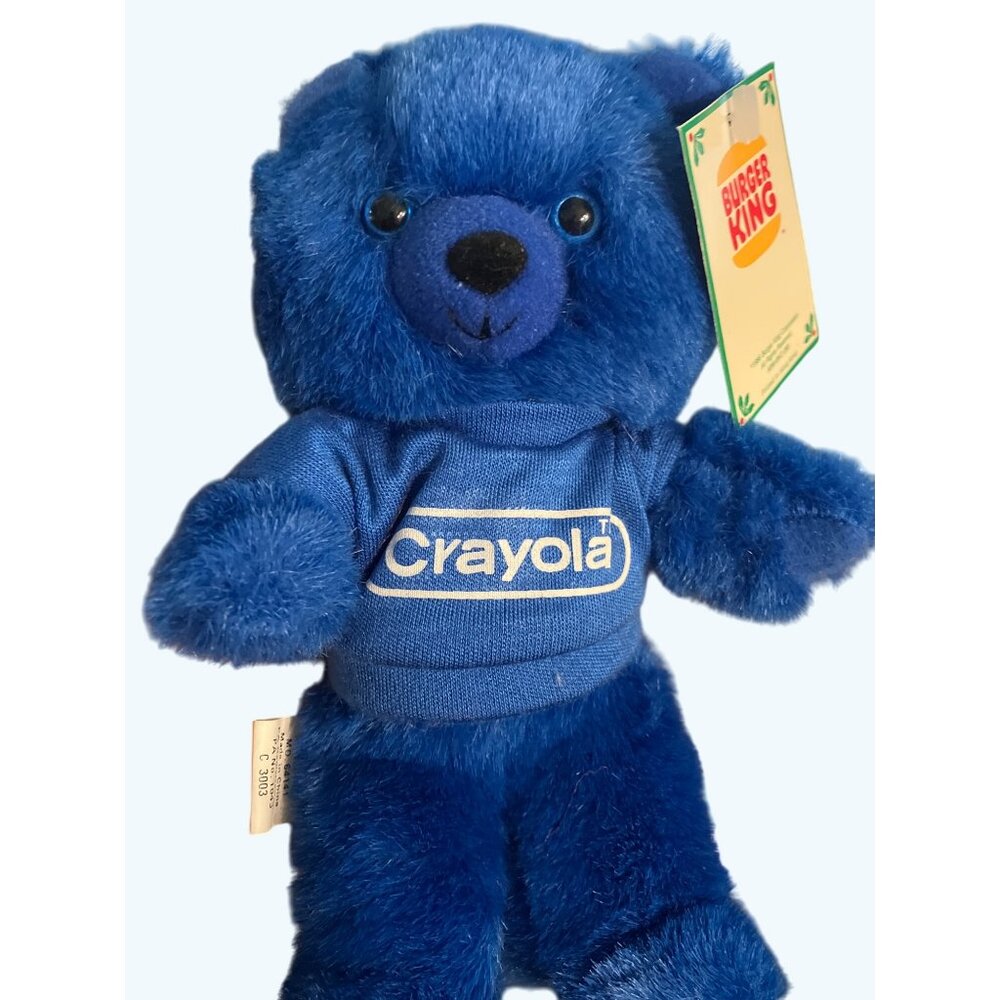 Burger King Crayola Blue Bear Plush Toy Vintage 1986